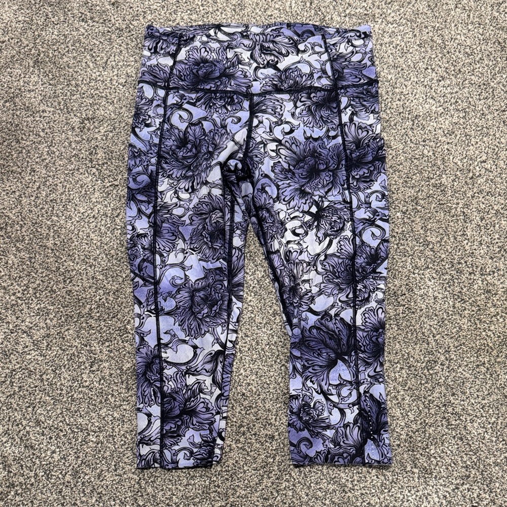 Floral Leggings - Purple and Black